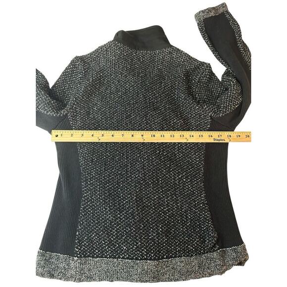 Rag & Bone Black Tweed Knit Asymmetrical Zip Up Jacket Size L - Picture 14 of 16